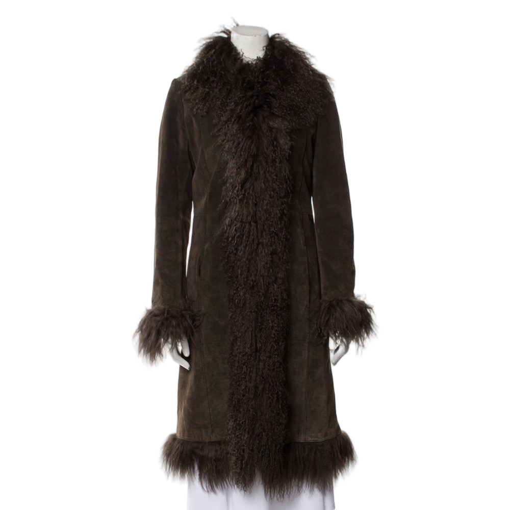 Marvin Richards Dark Brown Lamb Fur-Trimmed Leather Teddy Jacket